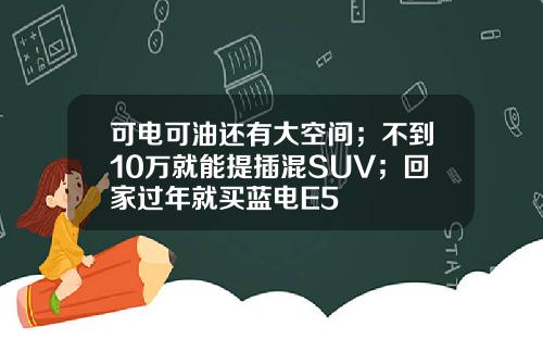 可电可油还有大空间；不到10万就能提插混SUV；回家过年就买蓝电E5