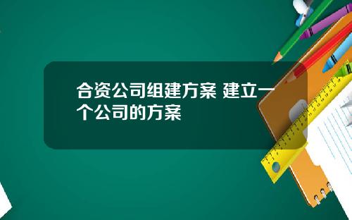 合资公司组建方案 建立一个公司的方案