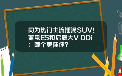 同为热门主流插混SUV！蓝电E5和启辰大V DDi：哪个更懂你？