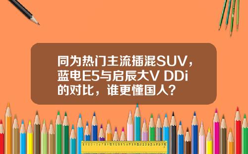 同为热门主流插混SUV，蓝电E5与启辰大V DDi的对比，谁更懂国人？