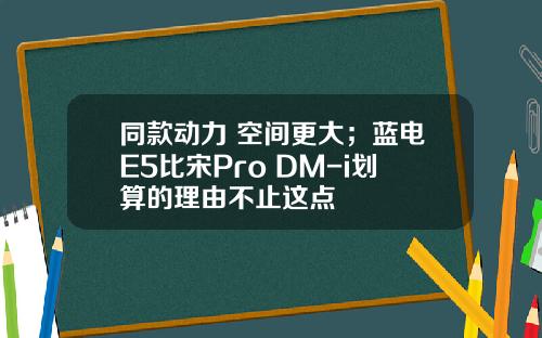 同款动力 空间更大；蓝电E5比宋Pro DM-i划算的理由不止这点