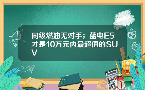 同级燃油无对手；蓝电E5才是10万元内最超值的SUV