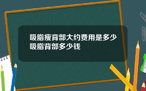 吸脂瘦背部大约费用是多少吸脂背部多少钱