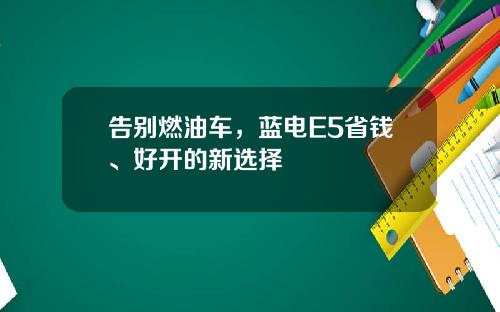告别燃油车，蓝电E5省钱、好开的新选择