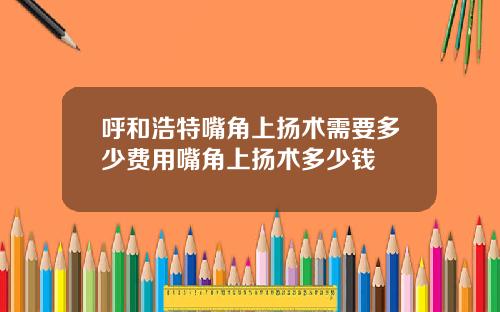 呼和浩特嘴角上扬术需要多少费用嘴角上扬术多少钱