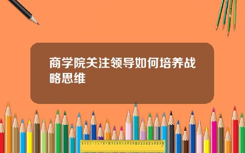 商学院关注领导如何培养战略思维 商学院关注领导如何培养战略思维