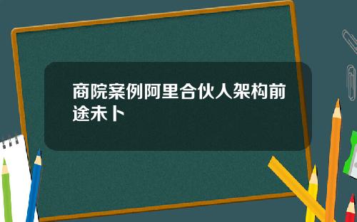 商院案例阿里合伙人架构前途未卜