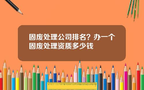固废处理公司排名？办一个固废处理资质多少钱