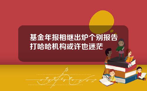 基金年报相继出炉个别报告打哈哈机构或许也迷茫