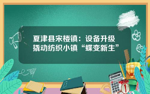 夏津县宋楼镇：设备升级 撬动纺织小镇“蝶变新生”