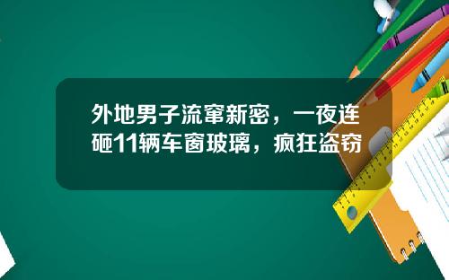 外地男子流窜新密，一夜连砸11辆车窗玻璃，疯狂盗窃