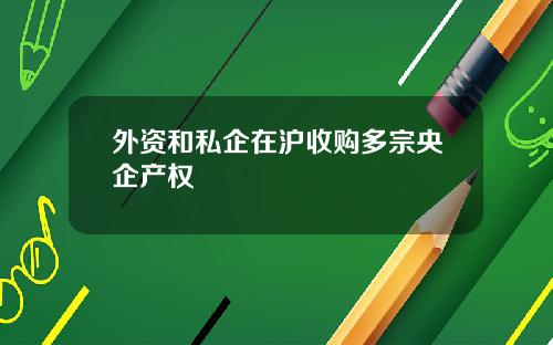 外资和私企在沪收购多宗央企产权
