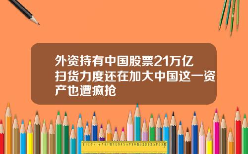外资持有中国股票21万亿扫货力度还在加大中国这一资产也遭疯抢