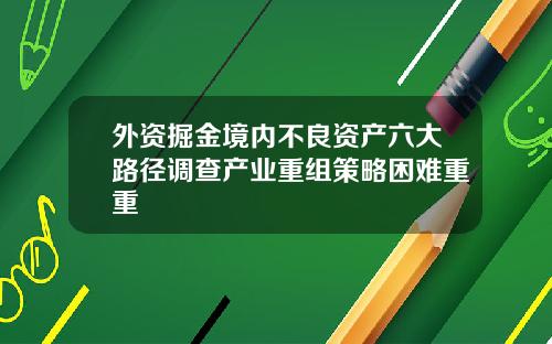 外资掘金境内不良资产六大路径调查产业重组策略困难重重