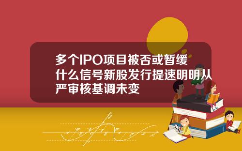 多个IPO项目被否或暂缓什么信号新股发行提速明明从严审核基调未变