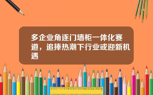 多企业角逐门墙柜一体化赛道，追捧热潮下行业或迎新机遇