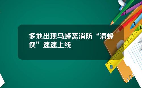 多地出现马蜂窝消防“清蜂侠”速速上线