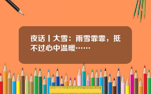 夜话丨大雪：雨雪霏霏，抵不过心中温暖……