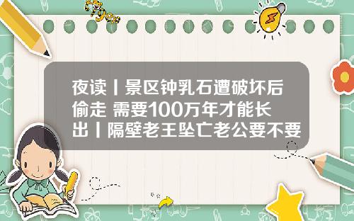 夜读丨景区钟乳石遭破坏后偷走 需要100万年才能长出丨隔壁老王坠亡老公要不要担责，法院这么判