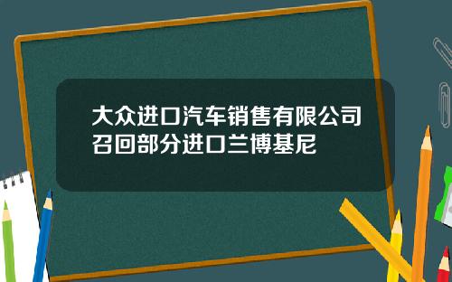 大众进口汽车销售有限公司召回部分进口兰博基尼