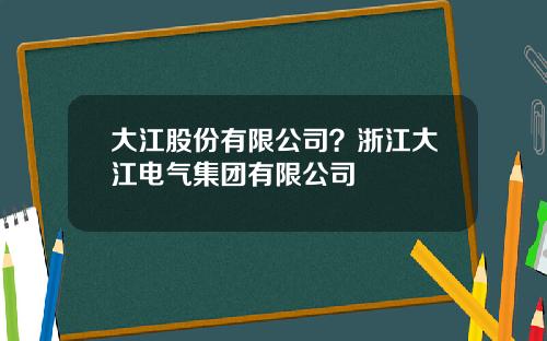 大江股份有限公司？浙江大江电气集团有限公司