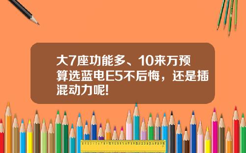 大7座功能多、10来万预算选蓝电E5不后悔，还是插混动力呢!