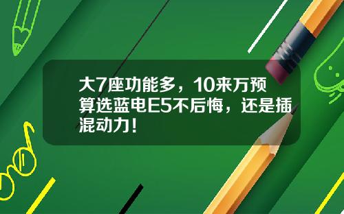 大7座功能多，10来万预算选蓝电E5不后悔，还是插混动力！