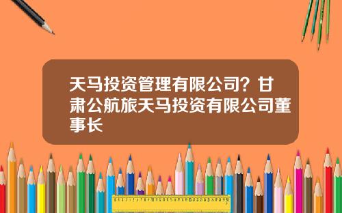 天马投资管理有限公司？甘肃公航旅天马投资有限公司董事长