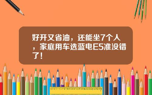 好开又省油，还能坐7个人，家庭用车选蓝电E5准没错了！