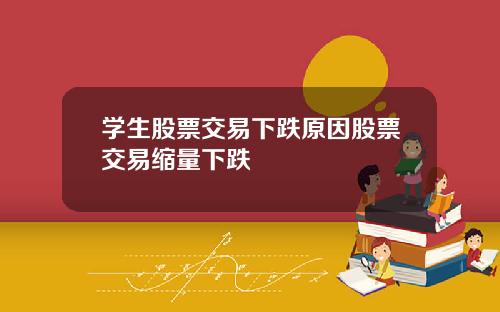 学生股票交易下跌原因股票交易缩量下跌