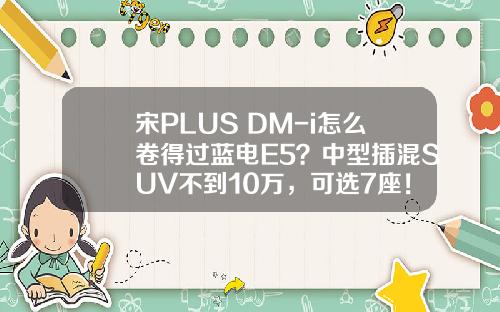 宋PLUS DM-i怎么卷得过蓝电E5？中型插混SUV不到10万，可选7座！
