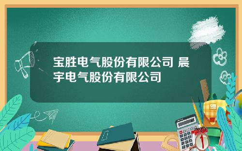 宝胜电气股份有限公司 晨宇电气股份有限公司
