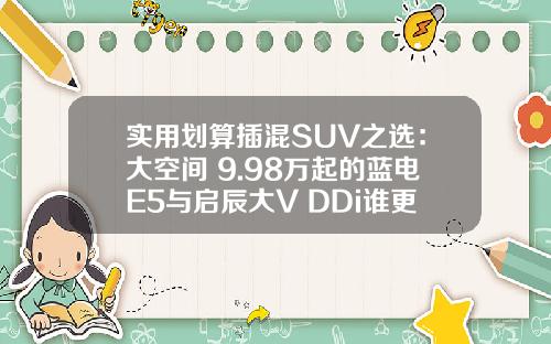 实用划算插混SUV之选：大空间 9.98万起的蓝电E5与启辰大V DDi谁更胜一筹？