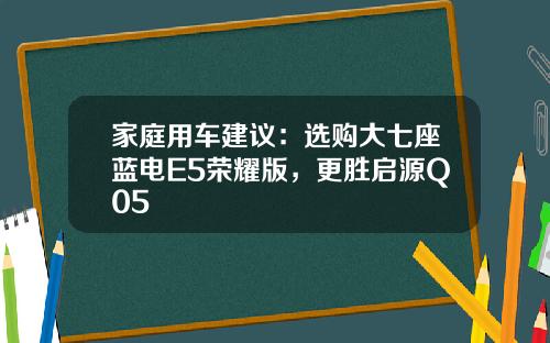 家庭用车建议：选购大七座蓝电E5荣耀版，更胜启源Q05