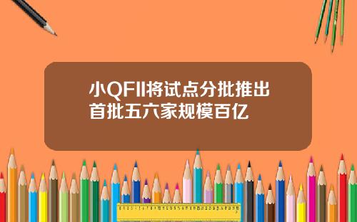 小QFII将试点分批推出首批五六家规模百亿
