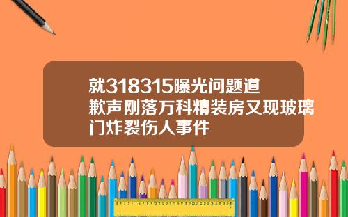 就318315曝光问题道歉声刚落万科精装房又现玻璃门炸裂伤人事件