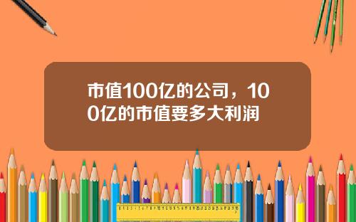 市值100亿的公司，100亿的市值要多大利润