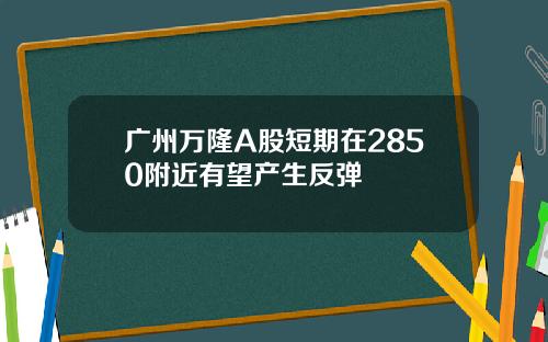 广州万隆A股短期在2850附近有望产生反弹