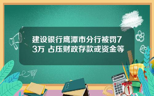 建设银行鹰潭市分行被罚73万 占压财政存款或资金等