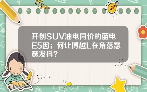 开创SUV油电同价的蓝电E5因；何让博越L在角落瑟瑟发抖？