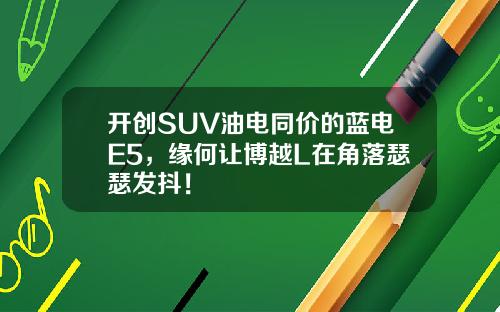 开创SUV油电同价的蓝电E5，缘何让博越L在角落瑟瑟发抖！