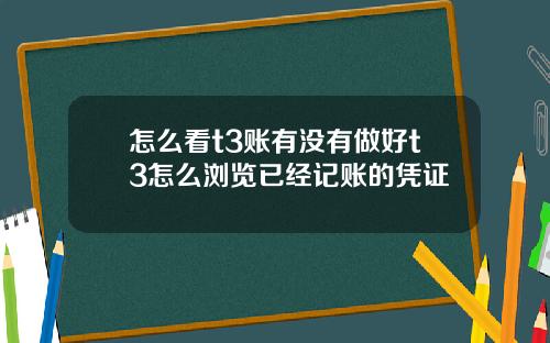 怎么看t3账有没有做好t3怎么浏览已经记账的凭证