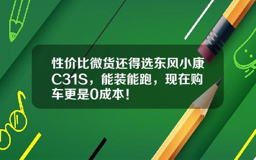 性价比微货还得选东风小康C31S，能装能跑，现在购车更是0成本！