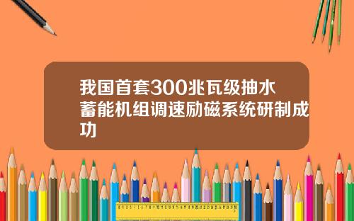 我国首套300兆瓦级抽水蓄能机组调速励磁系统研制成功