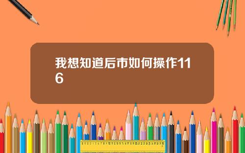 我想知道后市如何操作116