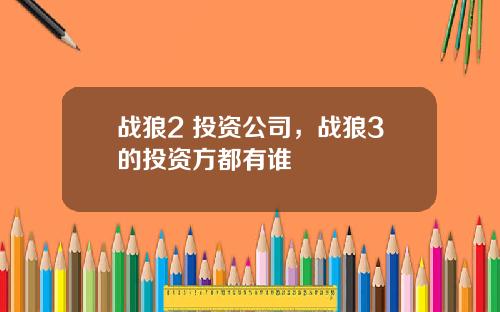 战狼2 投资公司，战狼3的投资方都有谁