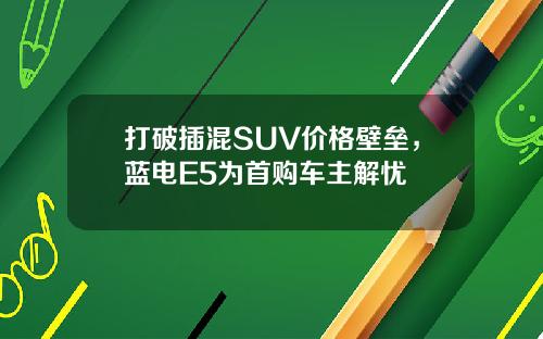 打破插混SUV价格壁垒，蓝电E5为首购车主解忧