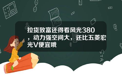 拉货致富还得看风光380，动力强空间大，还比五菱宏光V便宜哦