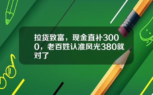 拉货致富，现金直补3000，老百姓认准风光380就对了