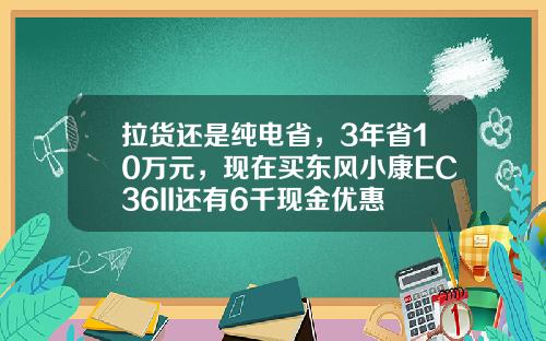 拉货还是纯电省，3年省10万元，现在买东风小康EC36II还有6千现金优惠